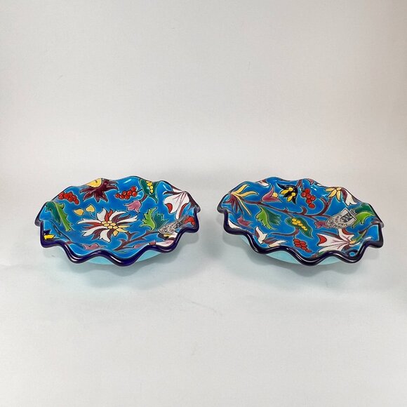 Vtg Emaux de Longwy Ceramic Pottery Blue Enameled Cloisonne Bowl France 30s - Picture 8 of 16